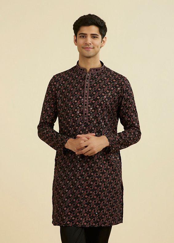 Manyavar Men Classic Black Ensemble Kurta Pant