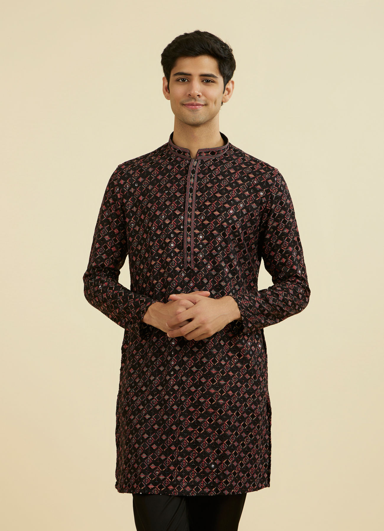 Manyavar Men Classic Black Ensemble Kurta Pant