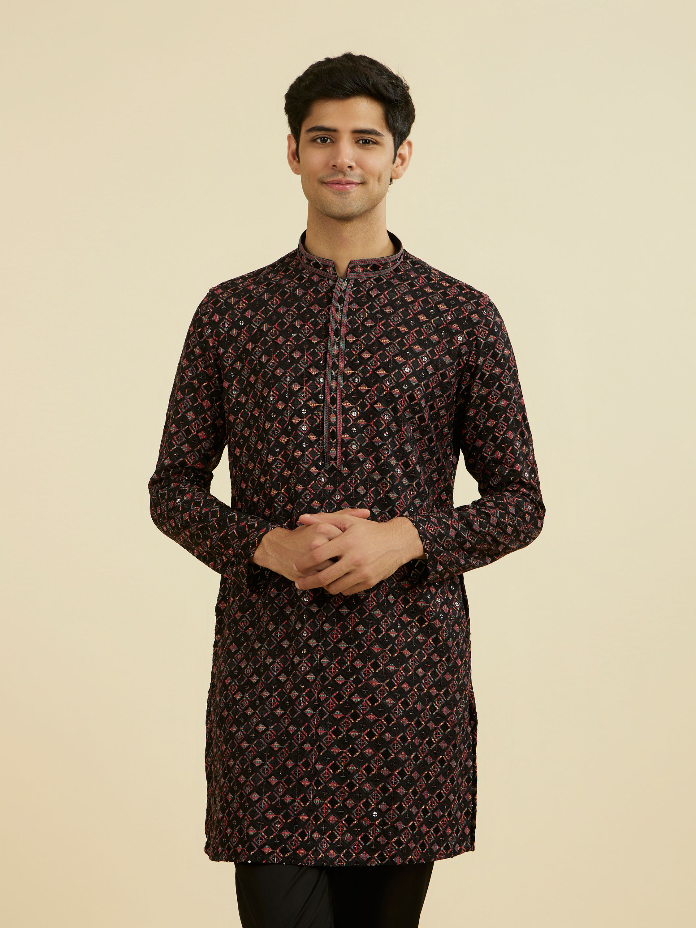 Manyavar Men Classic Black Ensemble Kurta Pant