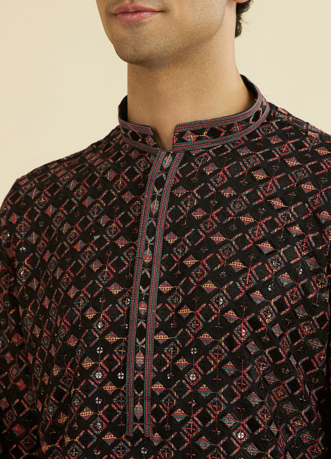 Manyavar Men Classic Black Ensemble Kurta Pant