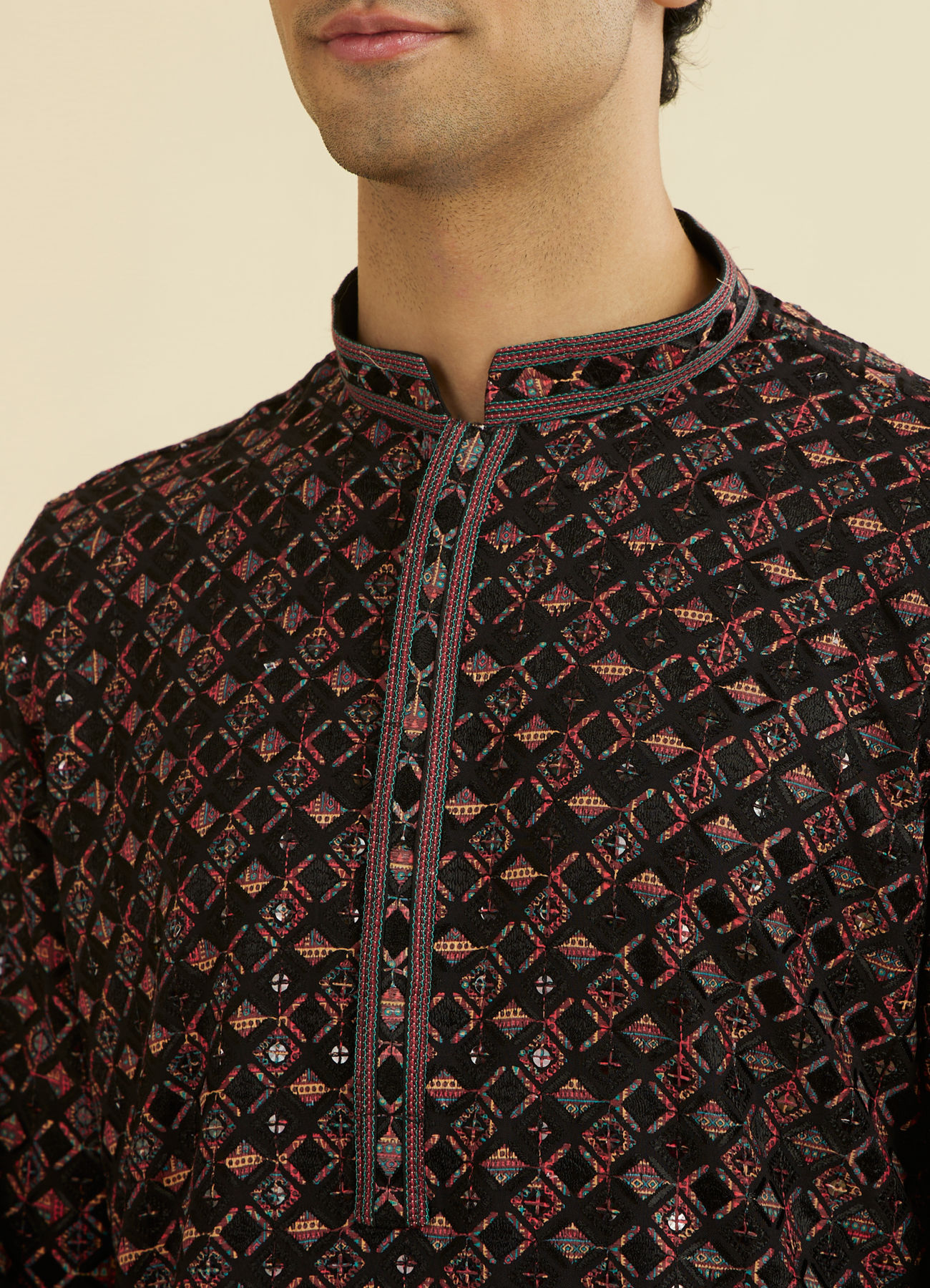 Manyavar Men Classic Black Ensemble Kurta Pant