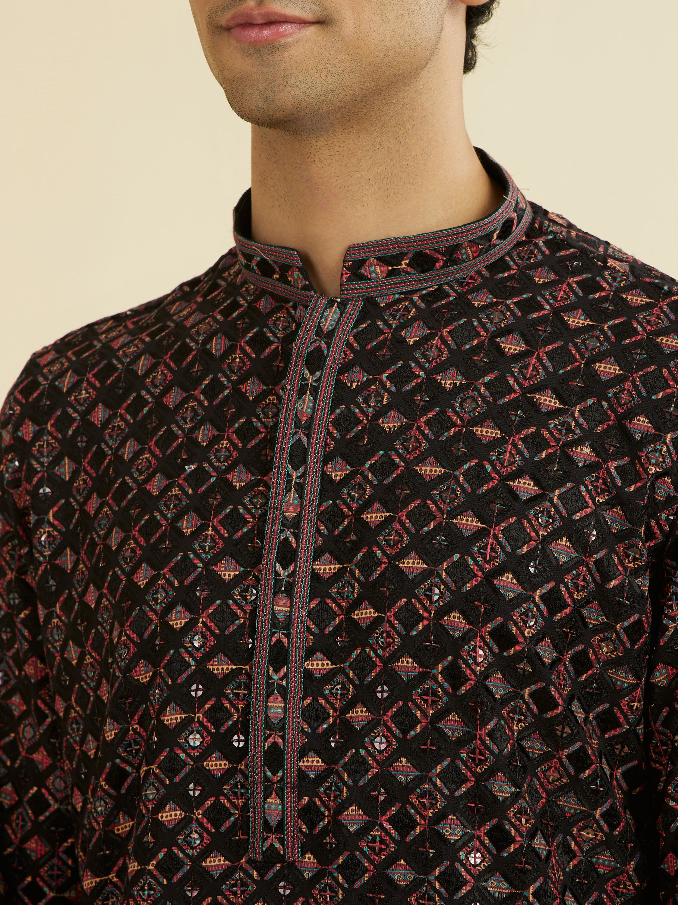 Manyavar Men Classic Black Ensemble Kurta Pant