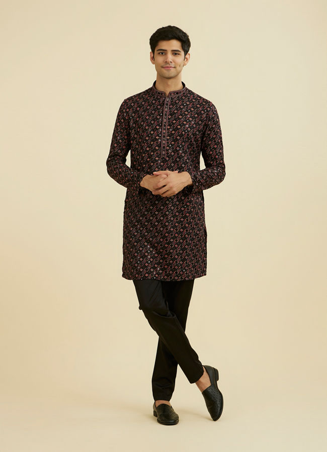 Manyavar Men Classic Black Ensemble Kurta Pant