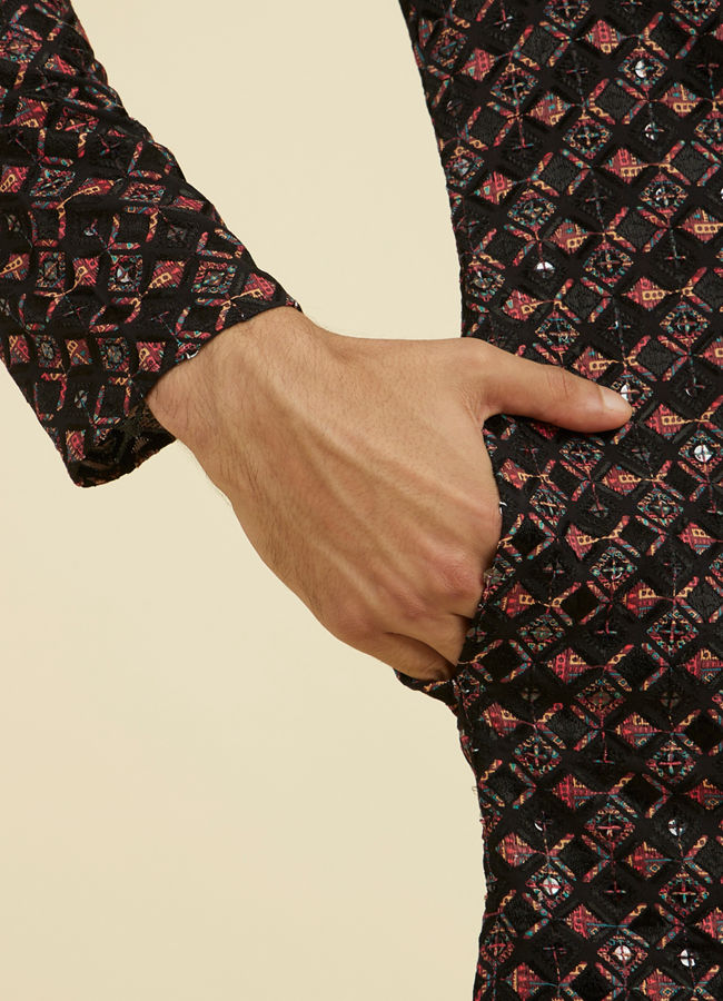 Manyavar Men Classic Black Ensemble Kurta Pant