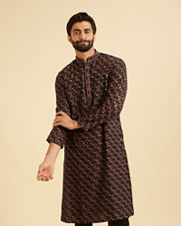 Manyavar Men Elegant Black Kurta Pajama Ensemble