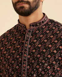 Manyavar Men Elegant Black Kurta Pajama Ensemble