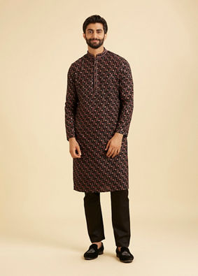 Manyavar Men Elegant Black Kurta Pajama Ensemble