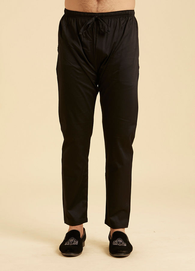 Manyavar Men Elegant Black Kurta Pajama Ensemble
