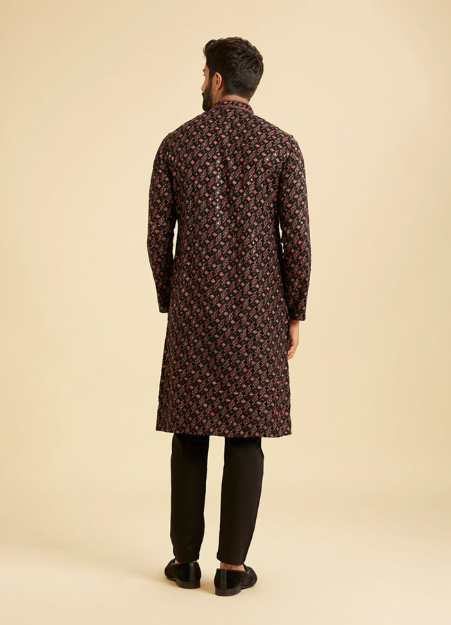 Manyavar Men Elegant Black Kurta Pajama Ensemble
