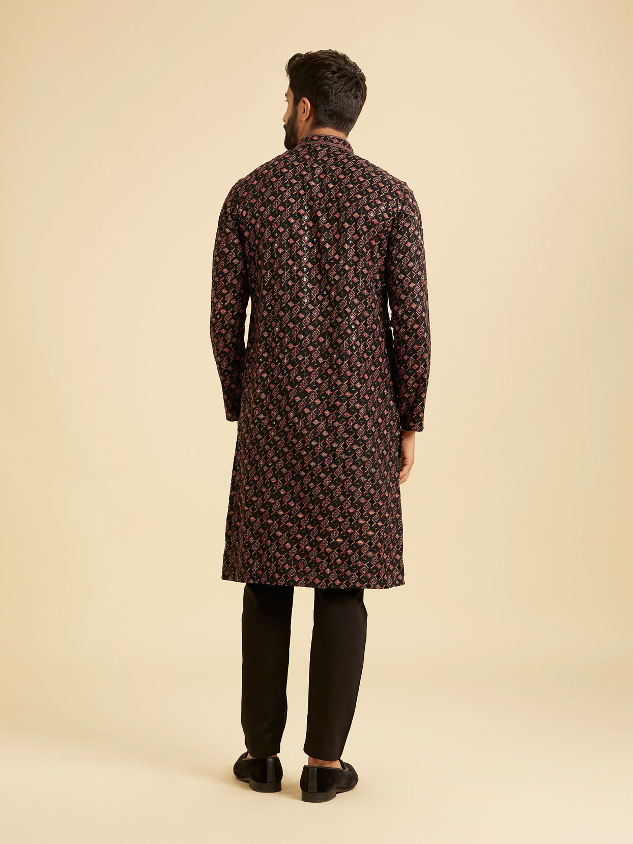 Manyavar Men Elegant Black Kurta Pajama Ensemble