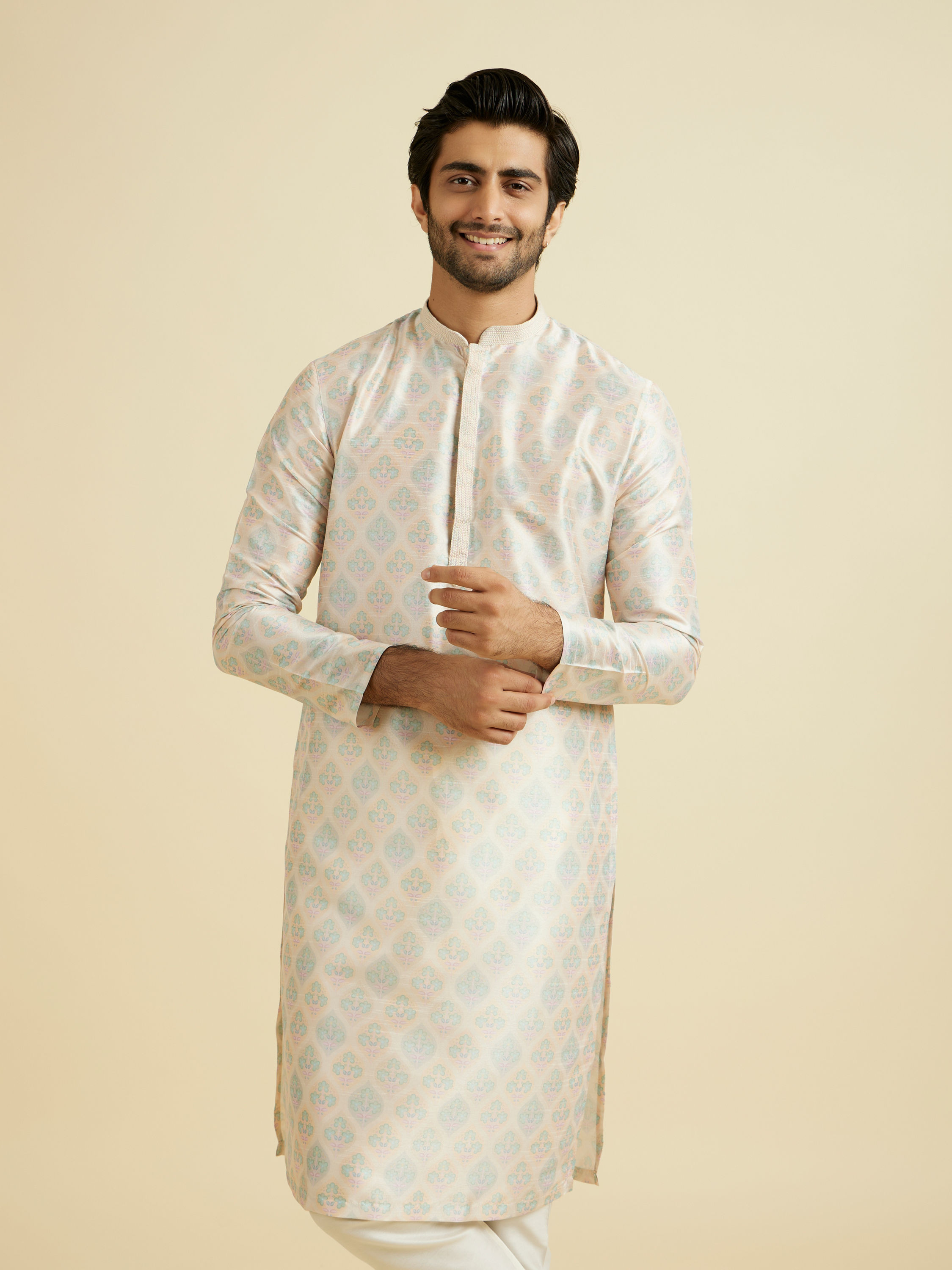Manyavar Men Peachy Radiance Kurta Pajama