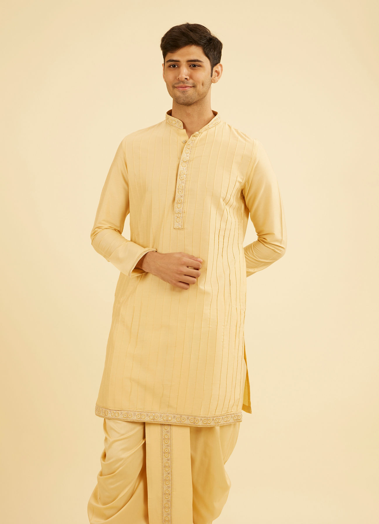Manyavar Men Fawn Elegance Kurta Dhoti Set
