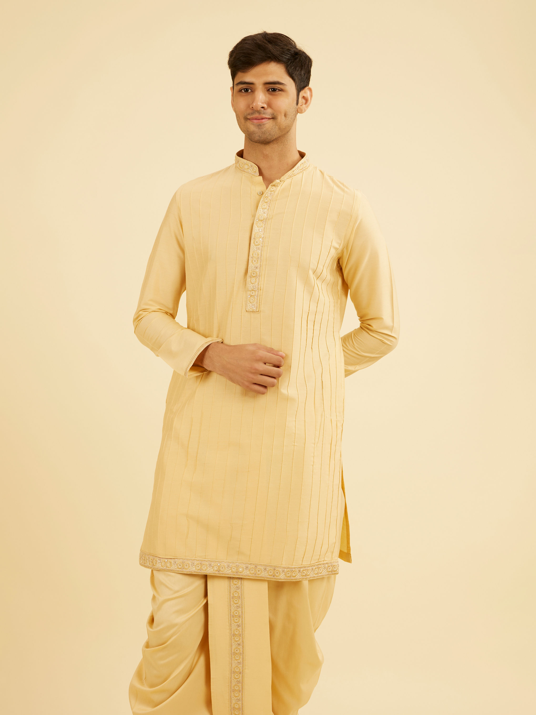 Manyavar Men Fawn Elegance Kurta Dhoti Set