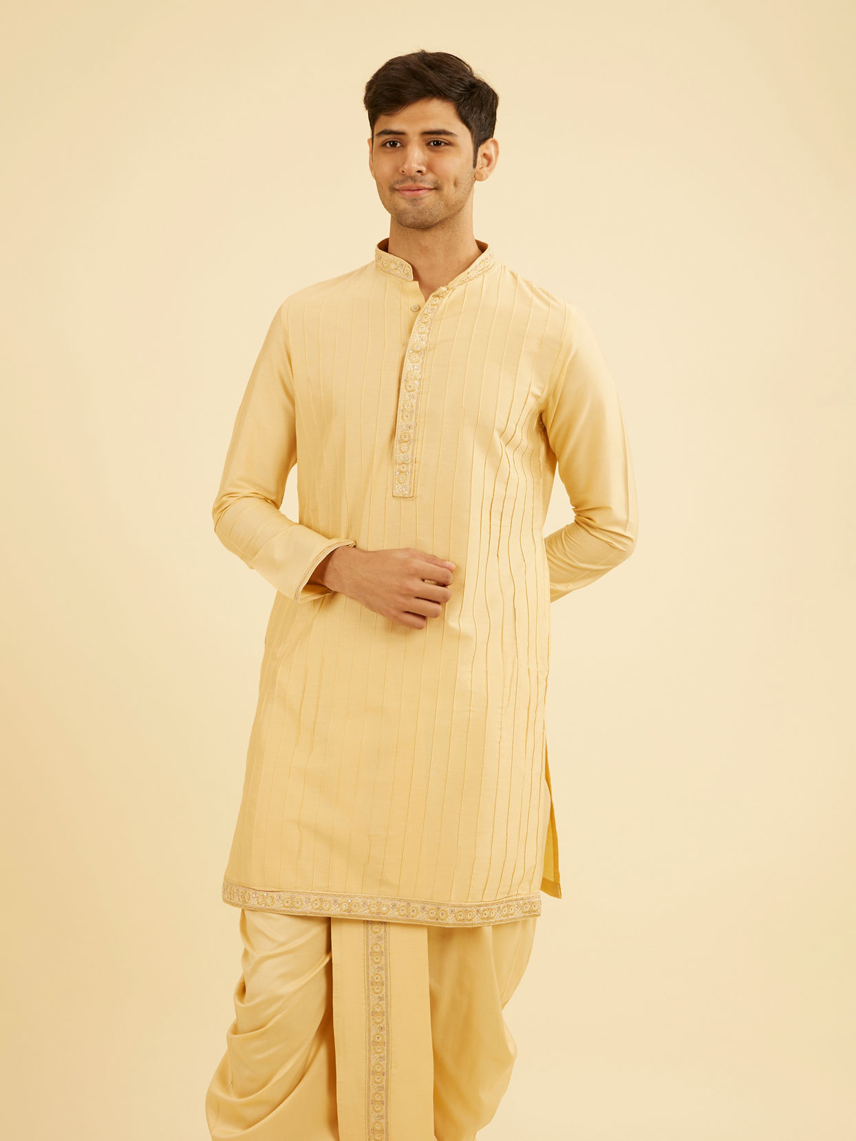 Manyavar Men Fawn Elegance Kurta Dhoti Set