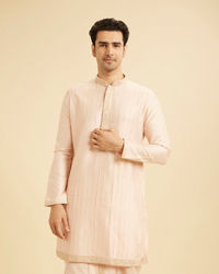 Manyavar Men Elegant Peach Kurta Pajama Set