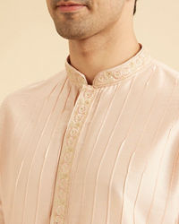 Manyavar Men Elegant Peach Kurta Pajama Set