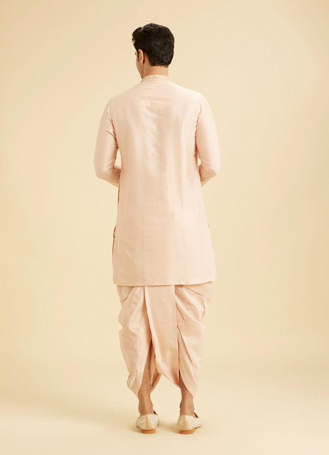 Manyavar Men Elegant Peach Kurta Pajama Set