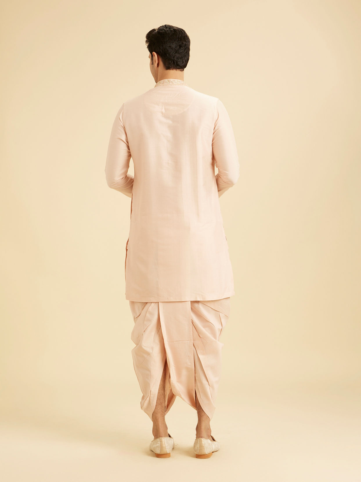 Manyavar Men Elegant Peach Kurta Pajama Set