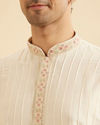 Manyavar Men Exquisite Cream Kurta Dhoti Ensemble
