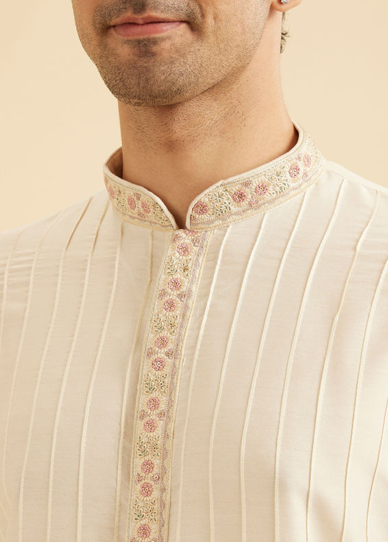 Manyavar Men Exquisite Cream Kurta Dhoti Ensemble