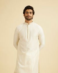 Manyavar Men Warm White Festive Elegance Kurta Pajama