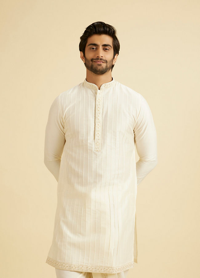 Manyavar Men Warm White Festive Elegance Kurta Dhoti