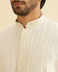 Manyavar Men Warm White Festive Elegance Kurta Pajama