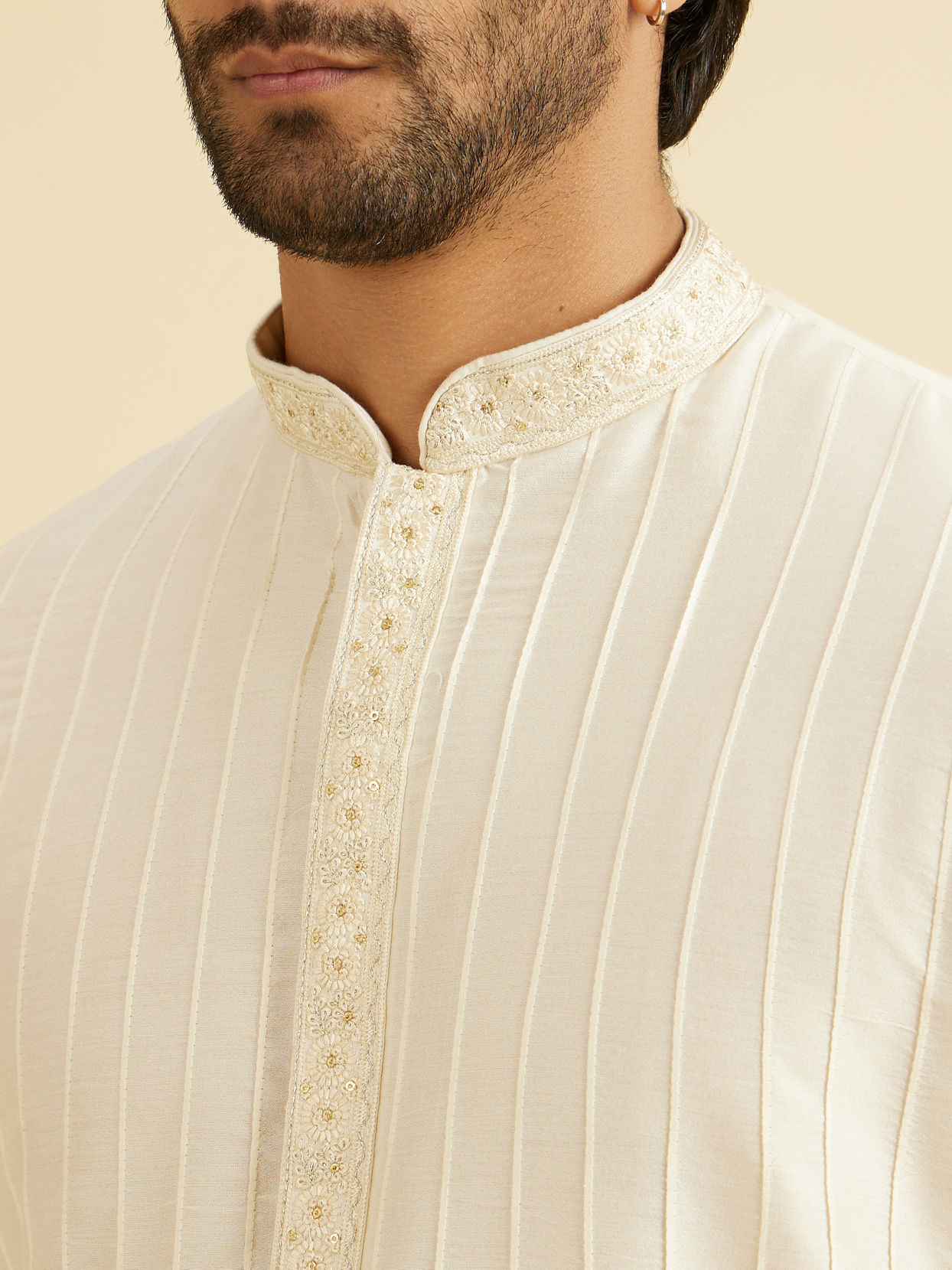 Manyavar Men Warm White Festive Elegance Kurta Dhoti