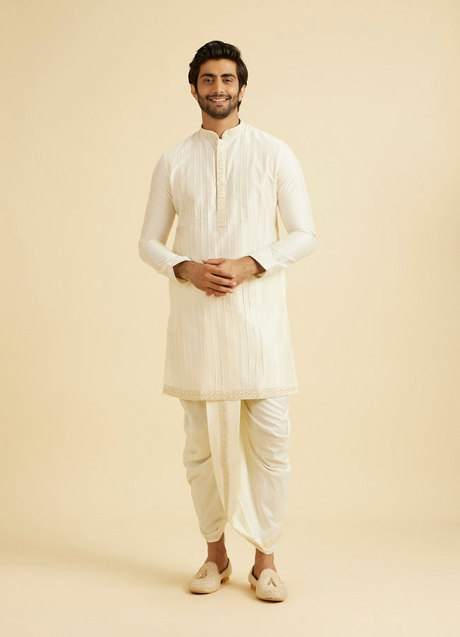 Manyavar Men Warm White Festive Elegance Kurta Pajama