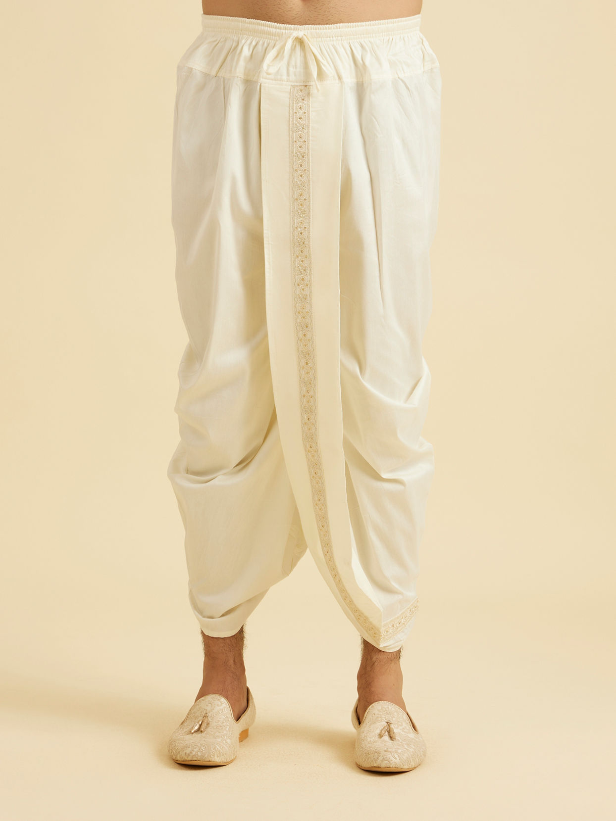 Manyavar Men Warm White Festive Elegance Kurta Pajama