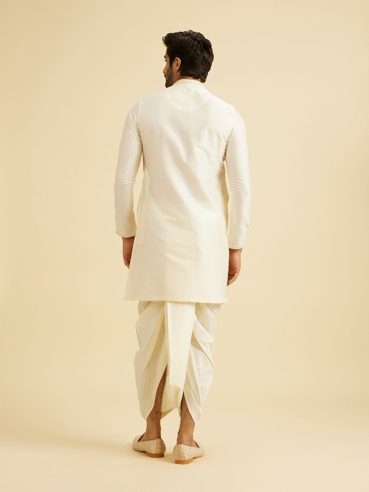 Manyavar Men Warm White Festive Elegance Kurta Pajama