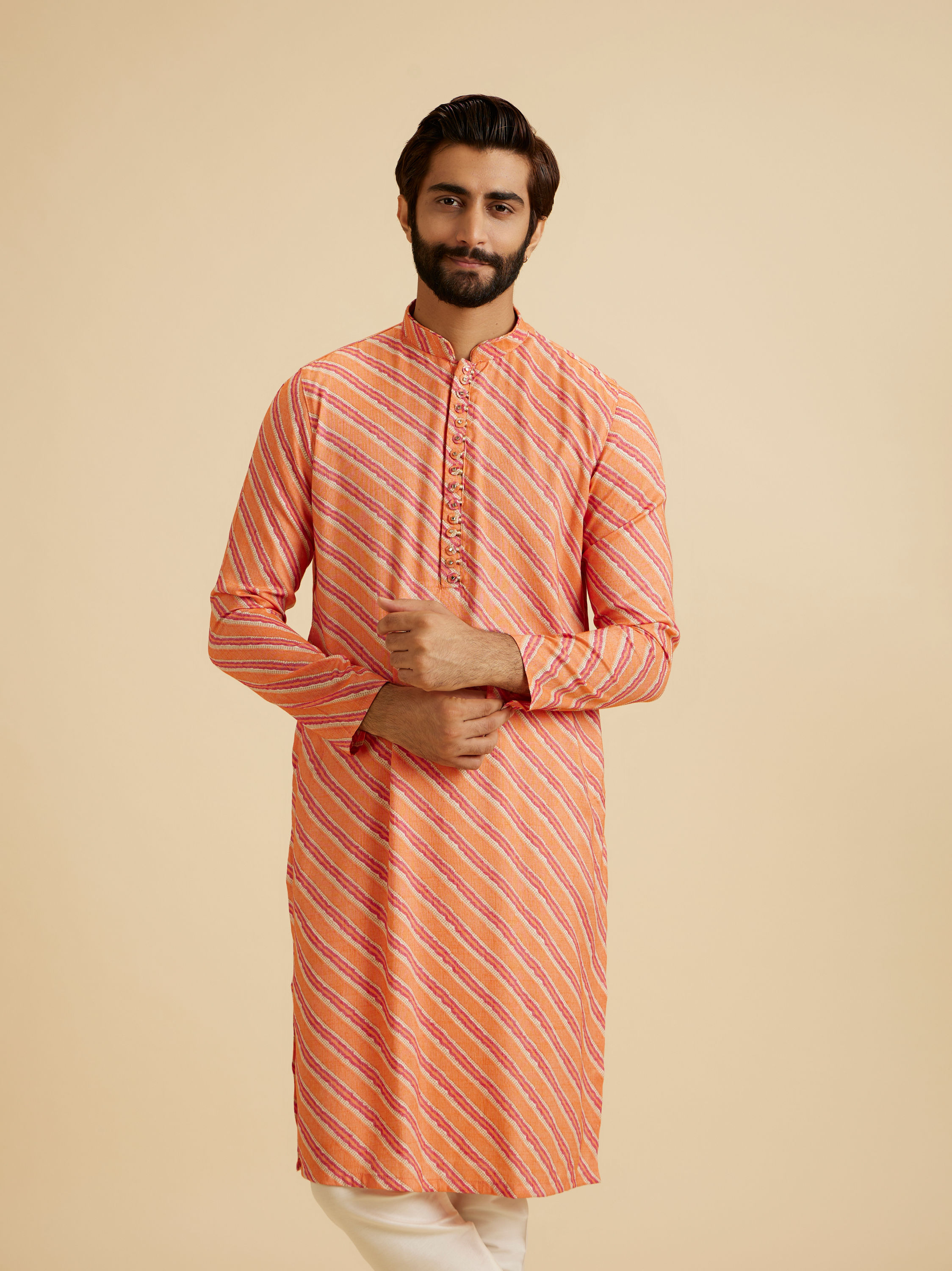Manyavar Men Radiant Orange Kurta Pajama