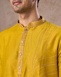 Manyavar Men Mehndi Green Opulence Kurta Pajama