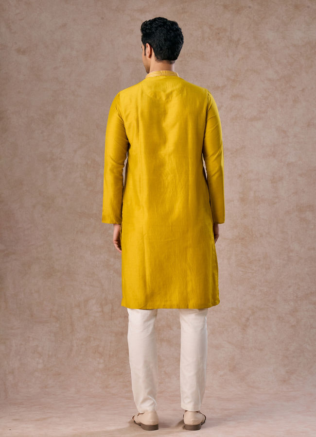 Manyavar Men Mehndi Green Opulence Kurta Pajama