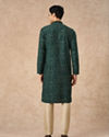 Manyavar Men Dark Green Silk Kurta Pajama