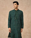 Manyavar Men Dark Green Silk Kurta Pajama