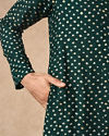 Manyavar Men Dark Green Silk Kurta Pajama