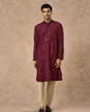 Manyavar Men Wine Silk Kurta Pajama
