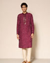 Manyavar Men Wine Silk Kurta Pajama
