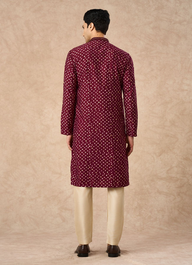 Manyavar Men Wine Silk Kurta Pajama