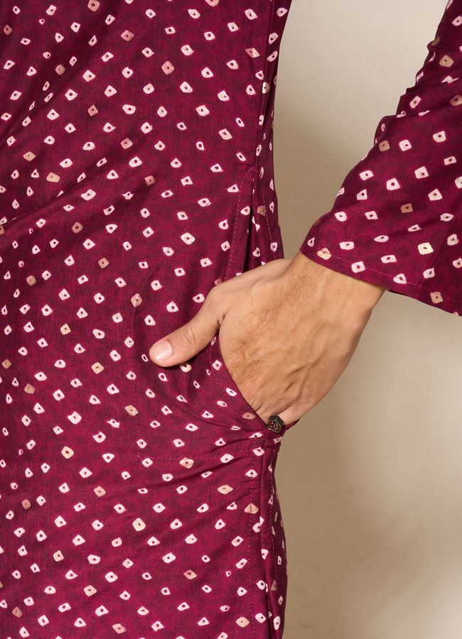Manyavar Men Wine Silk Kurta Pajama