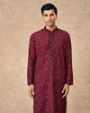 Manyavar Men Wine Silk Kurta Pajama