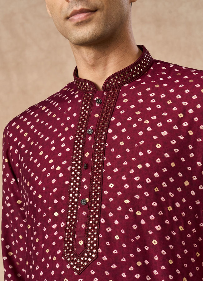 Manyavar Men Wine Silk Kurta Pajama