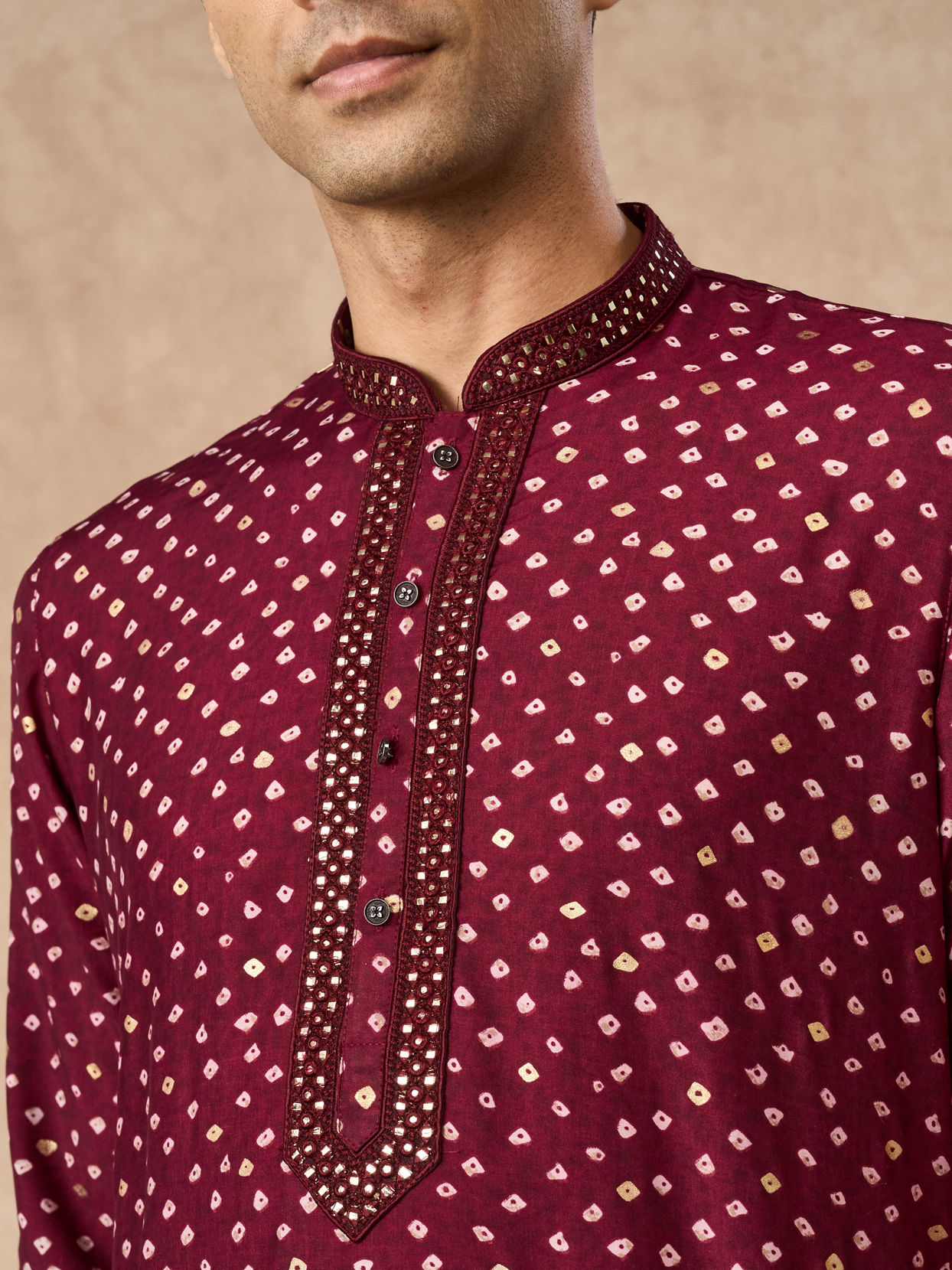 Manyavar Men Wine Silk Kurta Pajama