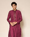 Manyavar Men Wine Silk Kurta Pajama