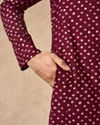 Manyavar Men Wine Silk Kurta Pajama