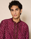 Manyavar Men Wine Silk Kurta Pajama