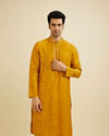 Mustard Yellow Bandhani Kurta Set with Mirror Work