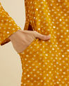 Manyavar Men Mustard Yellow Bandhani Kurta Set with Mirror Work