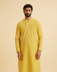 Manyavar Men Radiant Mustard Kurta Pajama Set